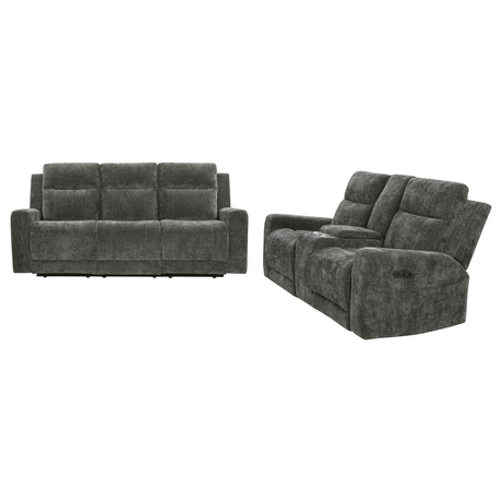 Kennett Dark Gray 2-Piece Chenille Power Reclining Living Room Set from Coaster - Luna Furniture