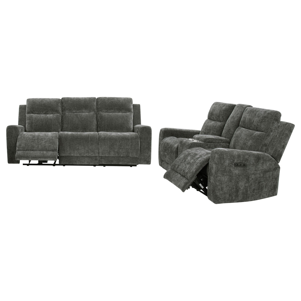 Kennett Dark Gray 3-Piece Chenille Power Reclining Living Room Set from Coaster - Luna Furniture