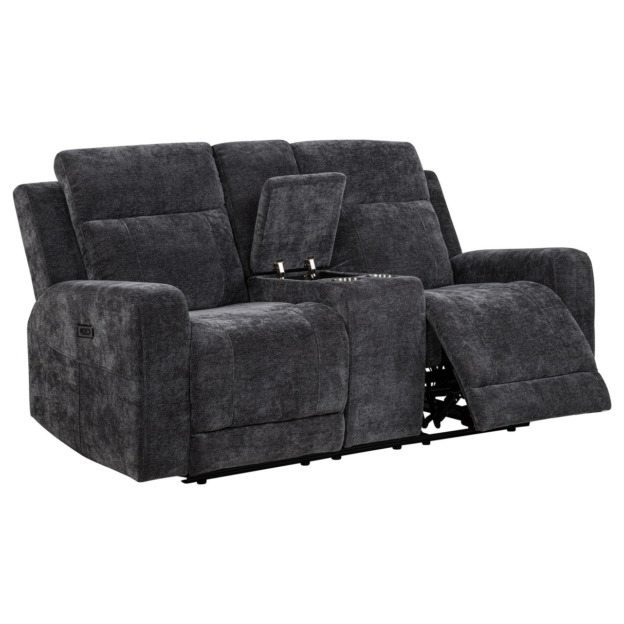 Kennett Dark Gray Chenille Upholstered Power Reclining Loveseat from Coaster - Luna Furniture