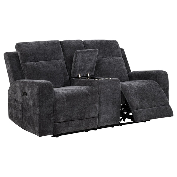 Kennett Dark Gray Chenille Upholstered Power Reclining Loveseat