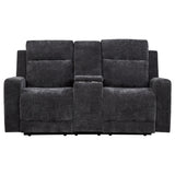 Kennett Dark Gray Chenille Upholstered Power Reclining Loveseat from Coaster - Luna Furniture