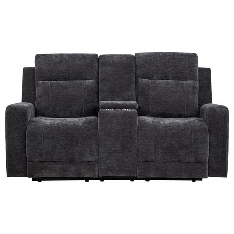 Kennett Dark Gray Chenille Upholstered Power Reclining Loveseat from Coaster - Luna Furniture
