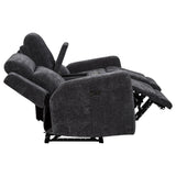 Kennett Dark Gray Chenille Upholstered Power Reclining Loveseat from Coaster - Luna Furniture