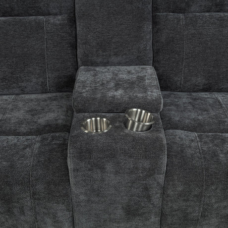Kennett Dark Gray Chenille Upholstered Power Reclining Loveseat from Coaster - Luna Furniture