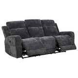 Kennett Dark Gray Chenille Upholstered Power Reclining Sofa from Coaster - Luna Furniture