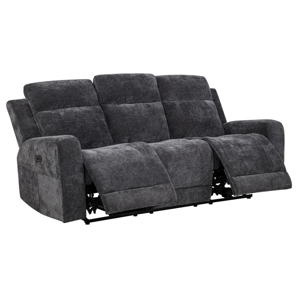 Kennett Dark Gray Chenille Upholstered Power Reclining Sofa