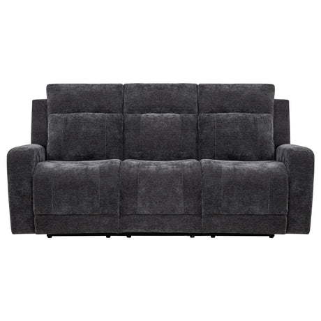 Kennett Dark Gray Chenille Upholstered Power Reclining Sofa from Coaster - Luna Furniture