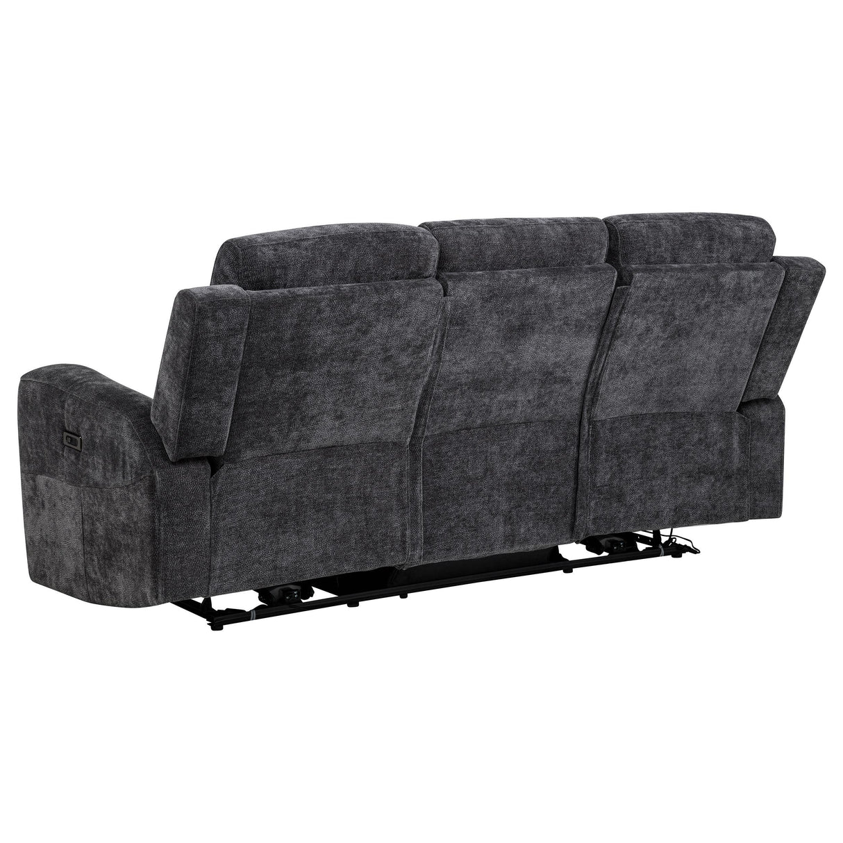 Kennett Dark Gray Chenille Upholstered Power Reclining Sofa from Coaster - Luna Furniture