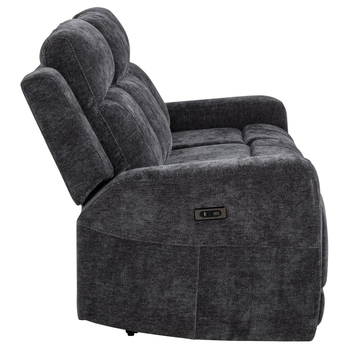 Kennett Dark Gray Chenille Upholstered Power Reclining Sofa from Coaster - Luna Furniture