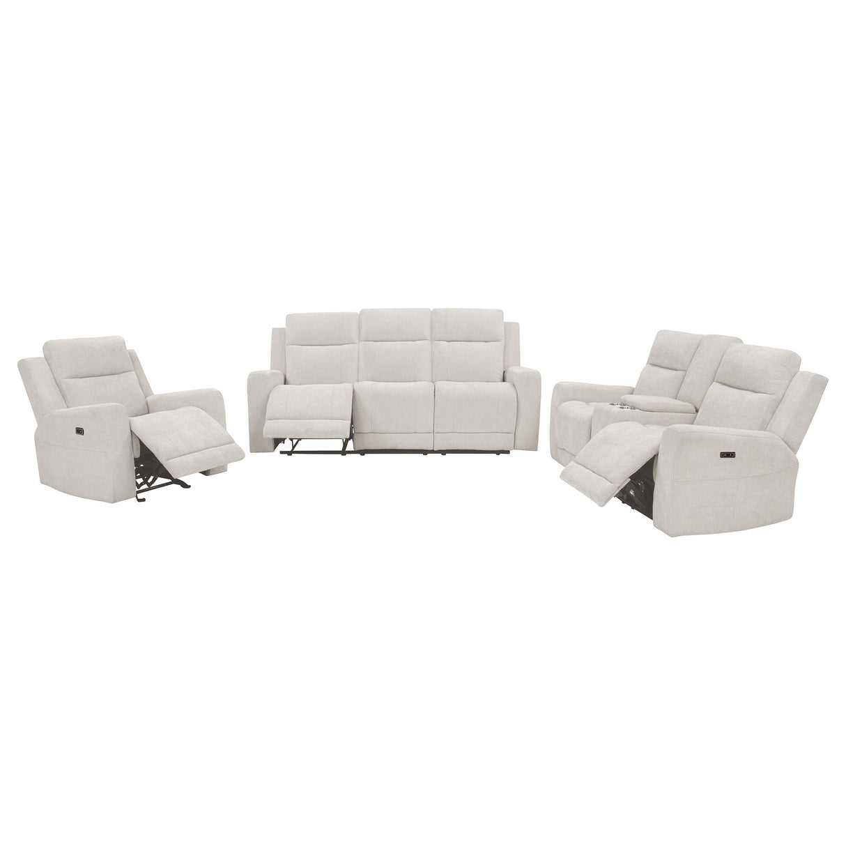Kennett Ivory 3-Piece Chenille Power Reclining Living Room Set from Coaster - Luna Furniture
