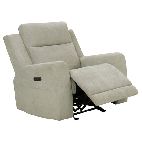 Kennett Ivory Chenille Upholstered Power Recliner Chair from Coaster - Luna Furniture