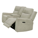 Kennett Ivory Chenille Upholstered Power Reclining Loveseat from Coaster - Luna Furniture