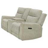 Kennett Ivory Chenille Upholstered Power Reclining Loveseat from Coaster - Luna Furniture