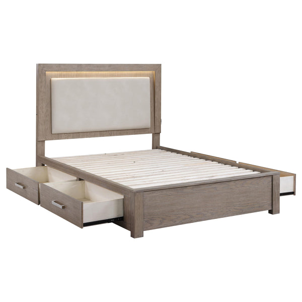 Kenora Barley Brown 56-inch California King LED Storage Bed
