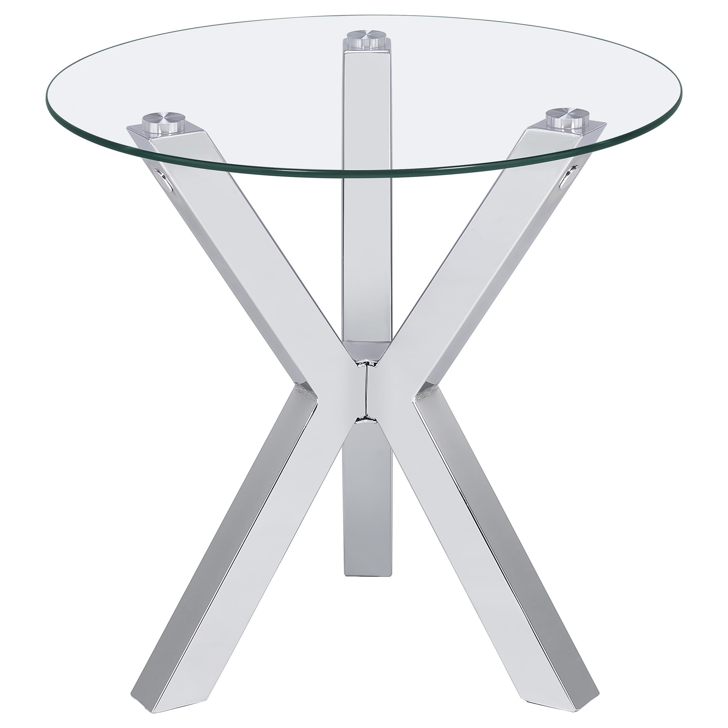 Coaster Kenzie Chrome 3-Piece Round Coffee and End Table Set
