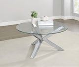 Kenzie Chrome Round Tempered Glass Top Cocktail Coffee Table from Coaster - Luna Furniture