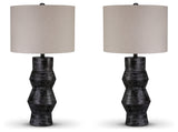 Kerbert 2-Piece Table Lamp Set in Distressed Black from Ashley - Luna Furniture