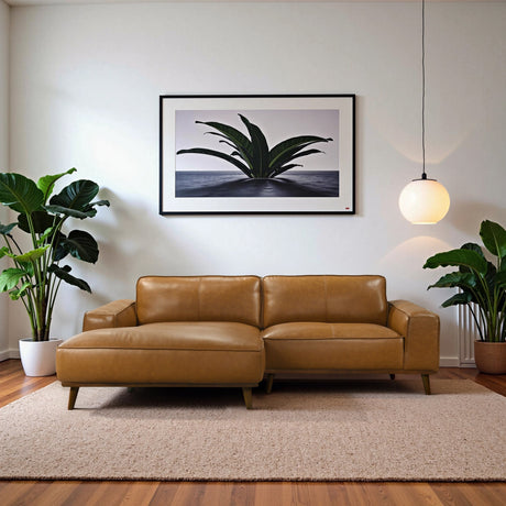 Kerrville Tan Leather Left Sectional Sofa from Ashcroft Furniture - Luna Furniture