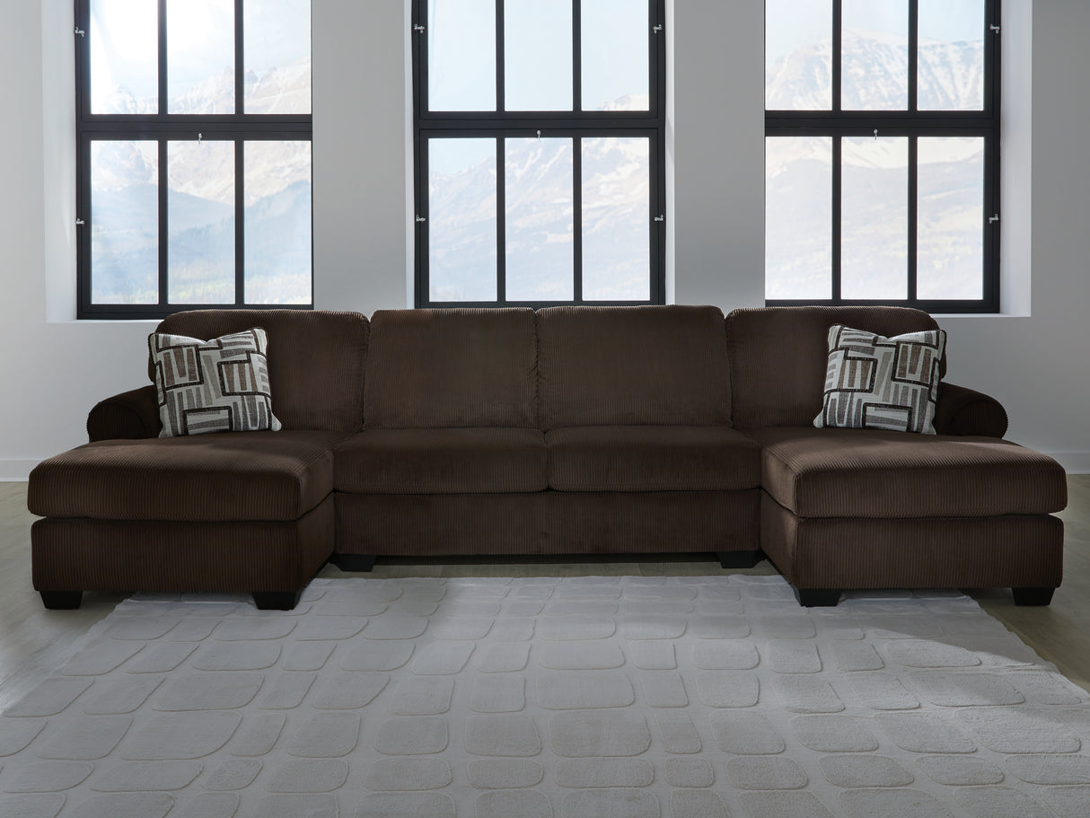 Kimlee Chocolate 3-Piece Double Chaise Sectional from Ashley Furniture - Luna Furniture