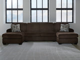 Kimlee Chocolate 3-Piece Double Chaise Sectional from Ashley Furniture - Luna Furniture