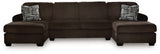 Kimlee Chocolate 3-Piece Double Chaise Sectional from Ashley Furniture - Luna Furniture