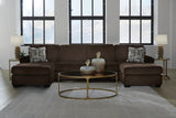 Kimlee Chocolate 3-Piece Double Chaise Sectional from Ashley Furniture - Luna Furniture