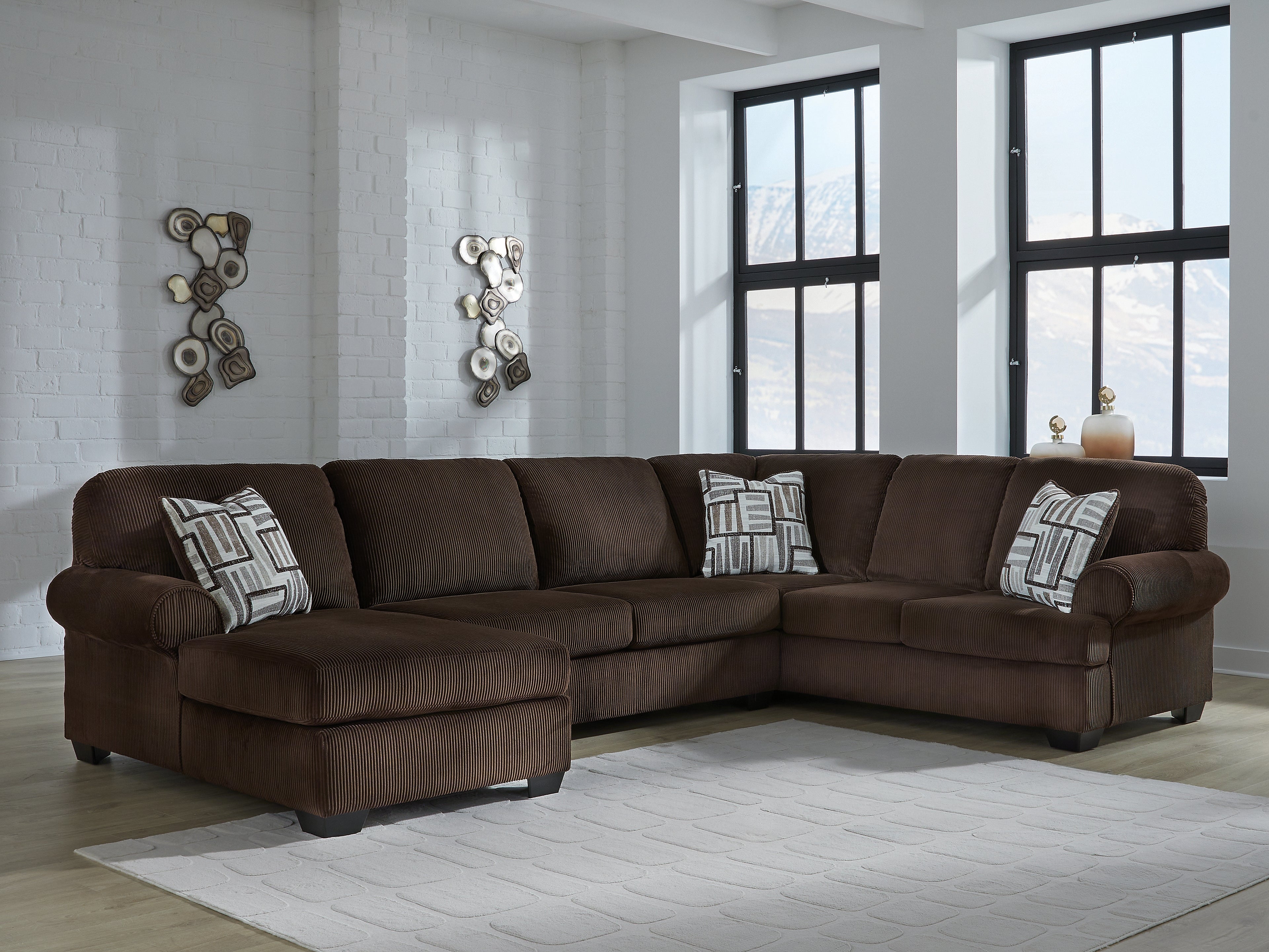 Ashley Kimlee Landsings Chocolate 3-Piece LAF Sectional – Luna