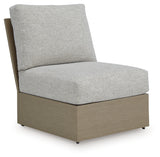 Kimpton Isle Brown/Beige Outdoor Armless Chair with Cushion from Ashley Furniture - Luna Furniture
