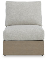 Kimpton Isle Brown/Beige Outdoor Armless Chair with Cushion from Ashley Furniture - Luna Furniture