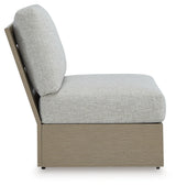 Kimpton Isle Brown/Beige Outdoor Armless Chair with Cushion from Ashley Furniture - Luna Furniture