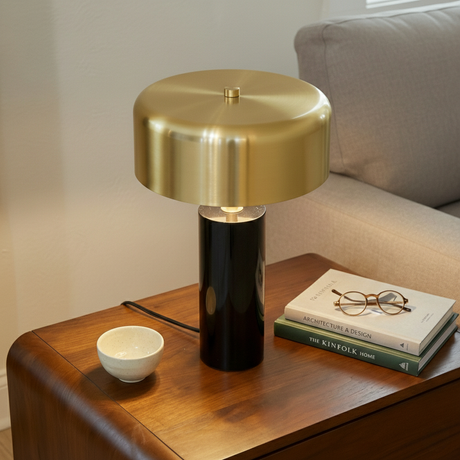 Kinetic Table Lamp - Gold outer and White inner from Ashcroft Furniture - Luna Furniture