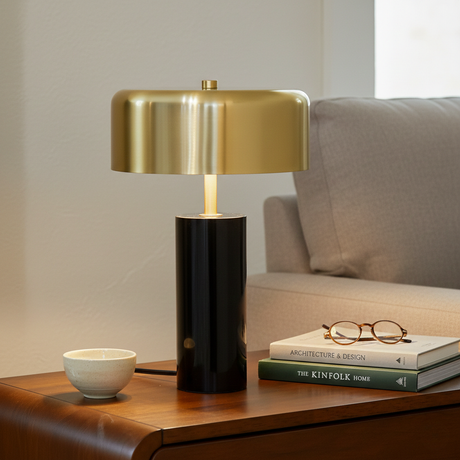 Kinetic Table Lamp - Gold outer and White inner from Ashcroft Furniture - Luna Furniture
