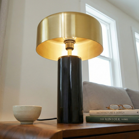 Kinetic Table Lamp - Gold outer and White inner from Ashcroft Furniture - Luna Furniture