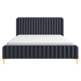 Bethany Velvet Upholstered Platform Bed Queen / Grey from Ashcroft Furniture - Luna Furniture