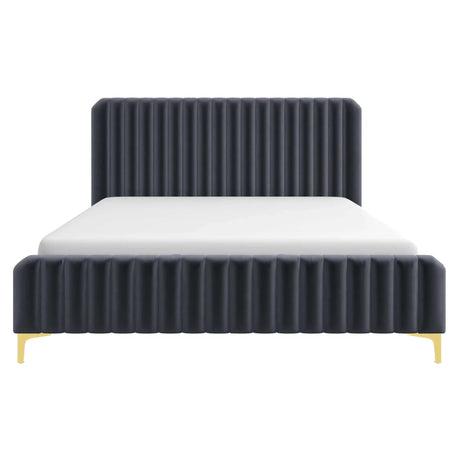 Bethany Velvet Upholstered Platform Bed Queen / Grey from Ashcroft Furniture - Luna Furniture