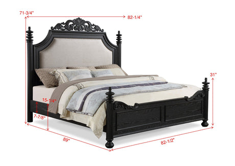 Kingsbury Espresso King Upholstered Panel Bed from Crown Mark - Luna Furniture
