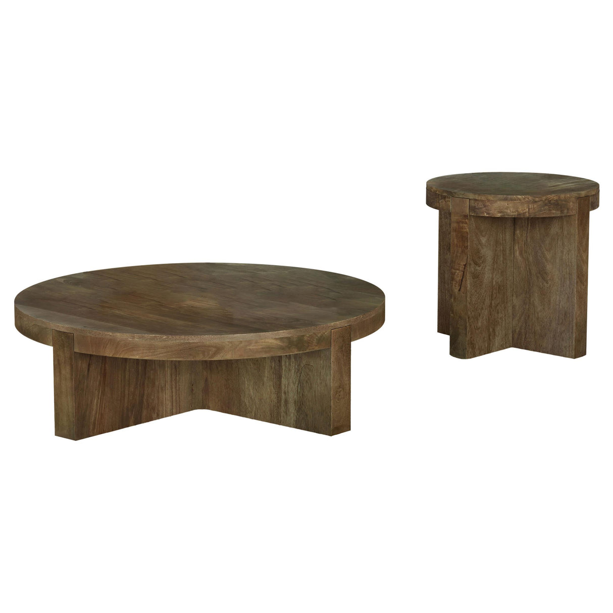 Kinkaid Brown 2-Piece Solid Wood Coffee and End Table Set from Coaster - Luna Furniture