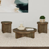 Kinkaid Brown 3-Piece Solid Wood Coffee and End Table Set from Coaster - Luna Furniture