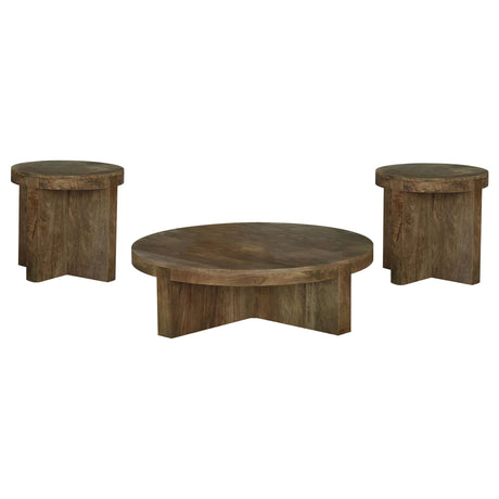 Kinkaid Brown 3-Piece Solid Wood Coffee and End Table Set from Coaster - Luna Furniture