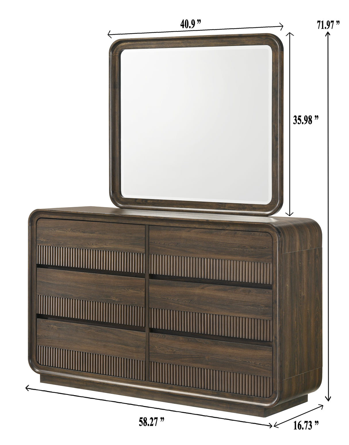Kinkaid Warm Wood Dresser Top (Mirror Only) from Crown Mark - Luna Furniture