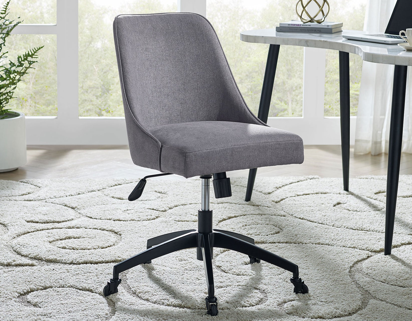Steve Silver Kinsley Swivel Upholstered Desk Chair, Gray – Luna