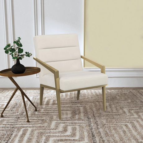 Kirra Cream and Gold Upholstered Accent Armchair with Metal Frame from Coaster - Luna Furniture
