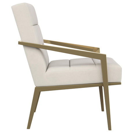 Kirra Cream and Gold Upholstered Accent Armchair with Metal Frame from Coaster - Luna Furniture