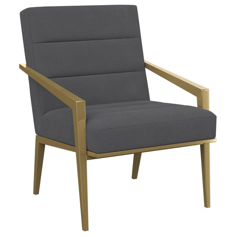 Kirra Dark Gray and Gold Upholstered Accent Armchair with Metal Frame from Coaster - Luna Furniture