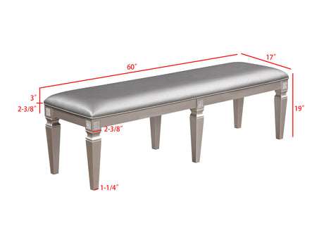 Klina Silver Champagne Dining Bench from Crown Mark - Luna Furniture