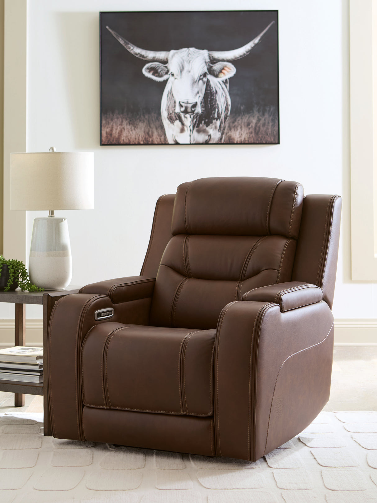Knightington Brown Power Recliner with Audio Seating from Ashley - Luna Furniture