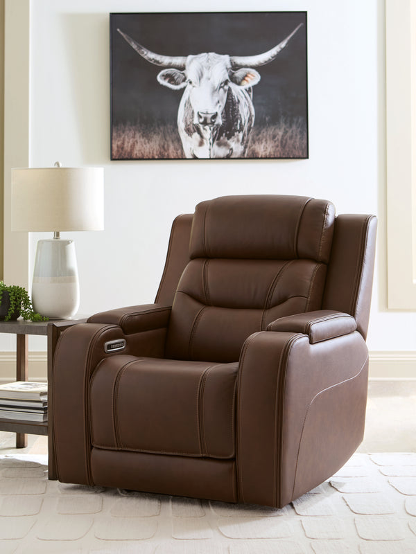 Knightington Brown Power Recliner with Audio Seating