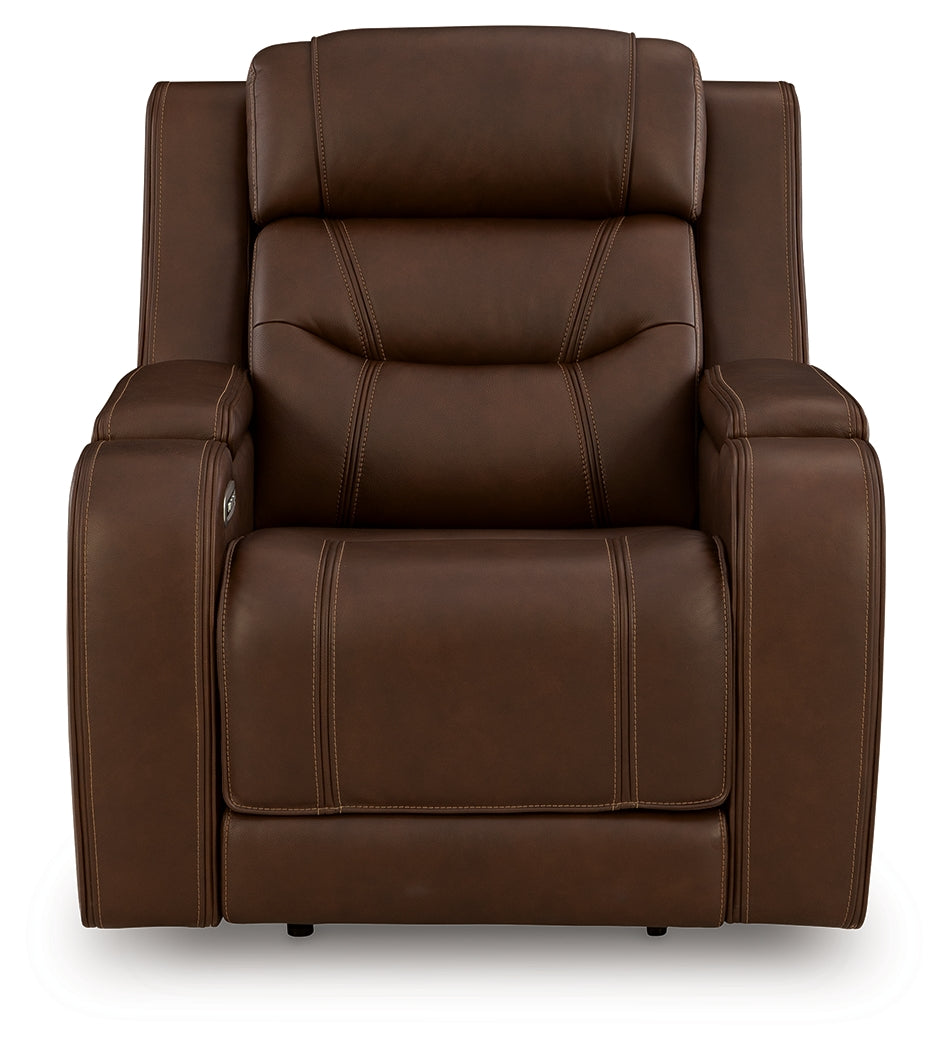 Knightington Brown Power Recliner with Audio Seating from Ashley - Luna Furniture
