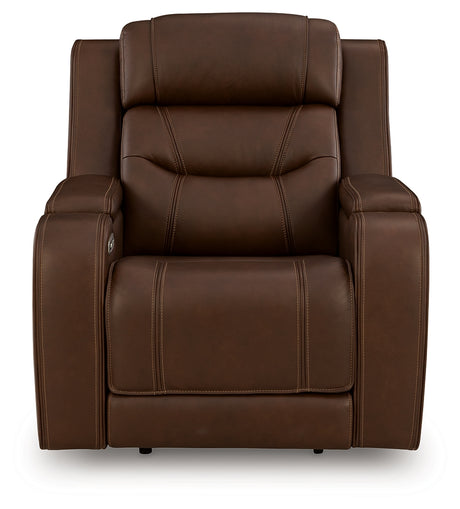 Knightington Brown Power Recliner with Audio Seating from Ashley - Luna Furniture