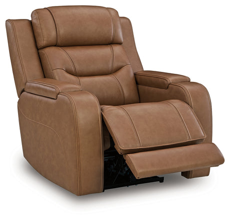 Knightington Caramel Power Recliner with Audio Seating from Ashley - Luna Furniture